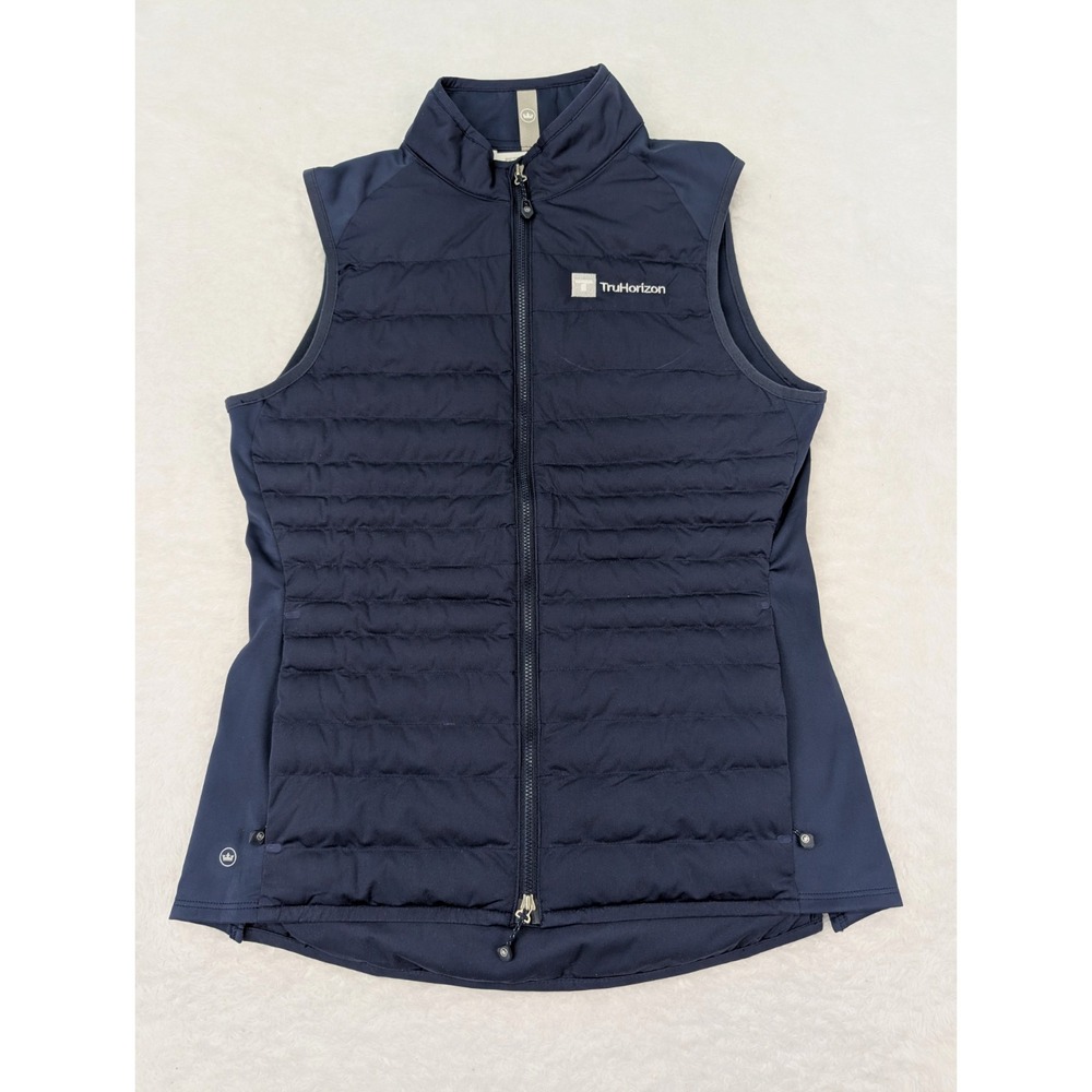 Peter Millar Fuse Elite Women's M Blue Quilt Vest Full Zip Logo NWT‎